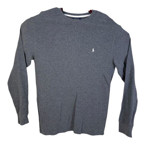 Polo Ralph Lauren Thermal Waffle Knit Crew Neck Casual Shirt Mens Large Gray - Picture 1 of 12